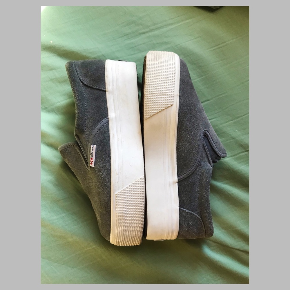 Grey Suede Platform Superga